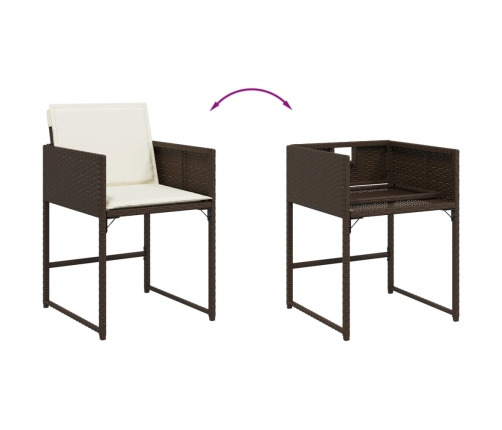 Set comedor de jardín 7 pzas con cojines ratán sintético marrón