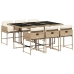 Set comedor de jardín 7 pzas con cojines ratán sintético beige