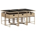 Set comedor de jardín 7 pzas con cojines ratán sintético beige