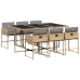 Set comedor de jardín 7 pzas con cojines ratán sintético beige