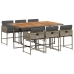 Set comedor jardín 7 pzas y cojines ratán sintético gris