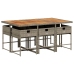 Set comedor jardín 7 pzas y cojines ratán sintético gris