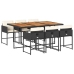 Set de comedor de jardín 7 pzas y cojines ratán sintético negro