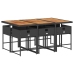 Set de comedor de jardín 7 pzas y cojines ratán sintético negro