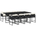 Set de comedor de jardín 9 pzas y cojines ratán sintético negro