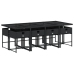 Set de comedor de jardín 9 pzas y cojines ratán sintético negro