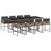 Set comedor jardín 9 pzas y cojines ratán sintético gris