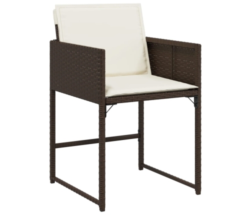Set comedor para jardín 9 pzas y cojines ratán sintético marrón