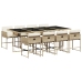Set comedor de jardín 9 pzas con cojines ratán sintético beige