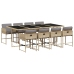 Set comedor de jardín 9 pzas con cojines ratán sintético beige