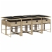 Set comedor de jardín 9 pzas con cojines ratán sintético beige