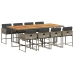 Set comedor jardín 9 pzas y cojines ratán sintético gris