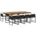 Set de comedor de jardín 9 pzas y cojines ratán sintético negro
