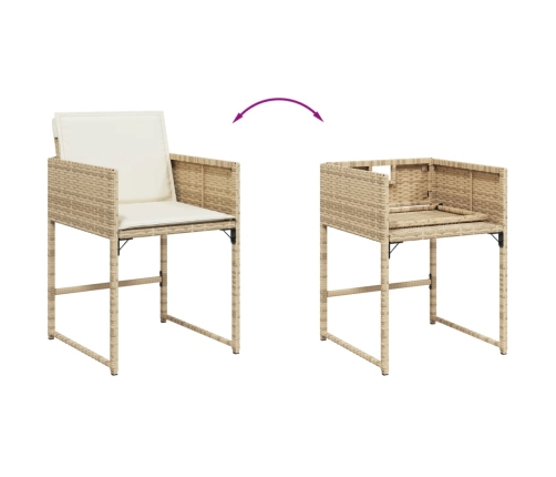 Set comedor de jardín 9 pzas con cojines ratán sintético beige