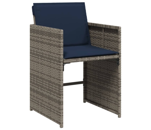 Set comedor jardín 9 pzas y cojines ratán sintético gris