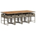 Set comedor jardín 9 pzas y cojines ratán sintético gris