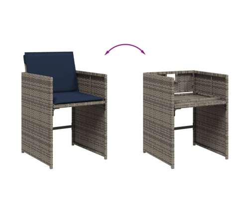 Set comedor jardín 9 pzas y cojines ratán sintético gris