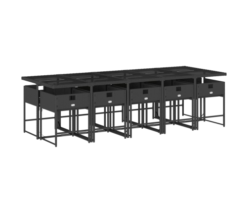 Set de comedor jardín 11 pzas con cojines ratán sintético negro