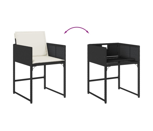 Set de comedor jardín 11 pzas con cojines ratán sintético negro