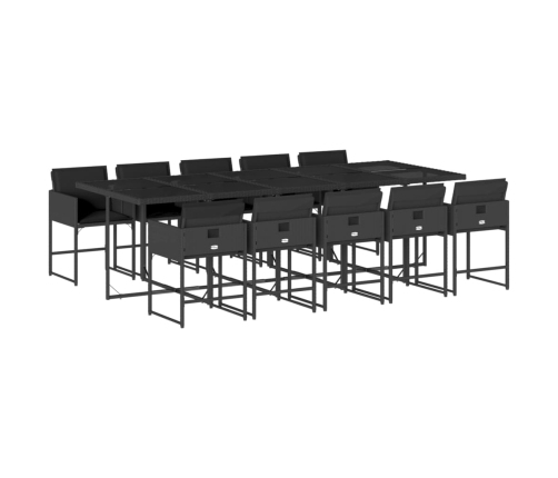 Set de comedor jardín 11 pzas con cojines ratán sintético negro
