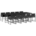 Set de comedor jardín 11 pzas con cojines ratán sintético negro