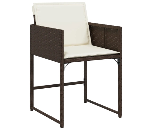 Set comedor de jardín 11 pzas y cojines ratán sintético marrón