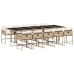 Set comedor de jardín 11 pzas con cojines ratán sintético beige
