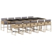 Set comedor de jardín 11 pzas con cojines ratán sintético beige