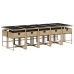 Set comedor de jardín 11 pzas con cojines ratán sintético beige