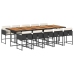 Set de comedor jardín 11 pzas con cojines ratán sintético negro