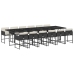Set comedor de jardín con cojines 13 pzas ratán sintético negro