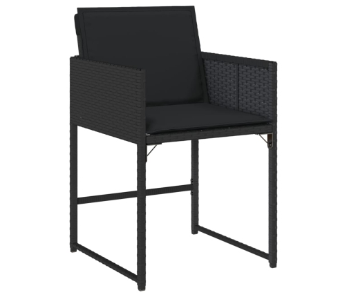 Set comedor de jardín con cojines 13 pzas ratán sintético negro