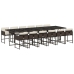 Set muebles de jardín 13 pzas y cojines ratán sintético marrón