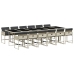 Set comedor jardín y cojines 13 pzas ratán sintético gris claro
