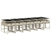 Set comedor jardín y cojines 13 pzas ratán sintético gris claro
