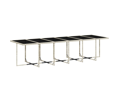 Set comedor jardín y cojines 13 pzas ratán sintético gris claro