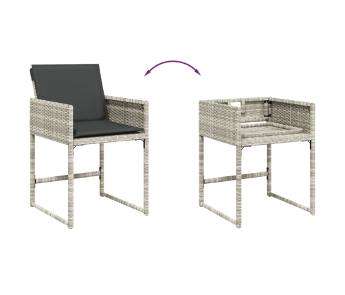Set comedor jardín y cojines 13 pzas ratán sintético gris claro