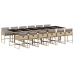 Set comedor de jardín con cojines 13 pzas ratán sintético beige