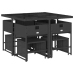 Set de comedor de jardín 9 pzas y cojines ratán sintético negro
