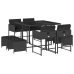 Set de comedor de jardín 9 pzas y cojines ratán sintético negro