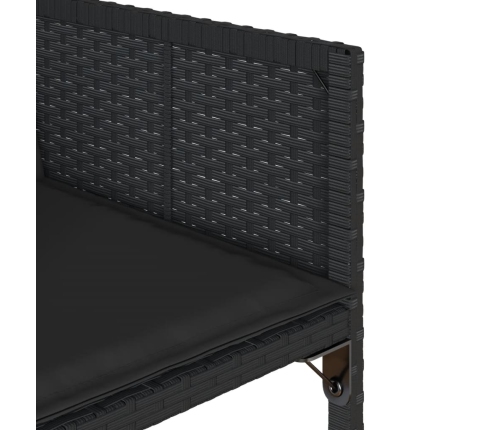 Set de comedor de jardín 9 pzas y cojines ratán sintético negro