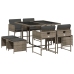 Set comedor jardín 9 pzas y cojines ratán sintético gris