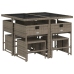 Set comedor jardín 9 pzas y cojines ratán sintético gris