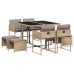 Set comedor de jardín 9 pzas con cojines ratán sintético beige