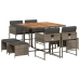 Set comedor jardín 9 pzas y cojines ratán sintético gris