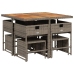 Set comedor jardín 9 pzas y cojines ratán sintético gris