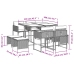 Set comedor jardín 9 pzas y cojines ratán sintético gris