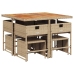 Set comedor de jardín 9 pzas con cojines ratán sintético beige