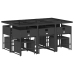 Set de comedor jardín 11 pzas con cojines ratán sintético negro