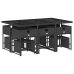 Set de comedor jardín 11 pzas con cojines ratán sintético negro
